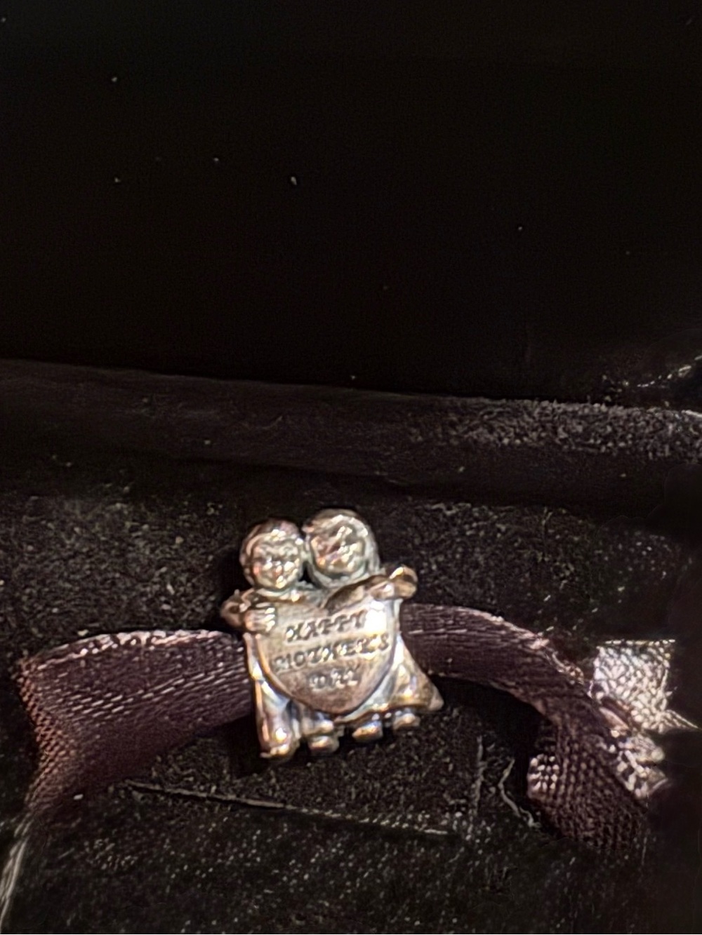 Pandora Silver Tone Double Figure Heart Charm